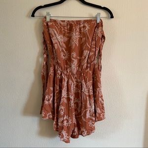 ORANGE PAISLEY ROMPER WITH RIBBON SLEEVES